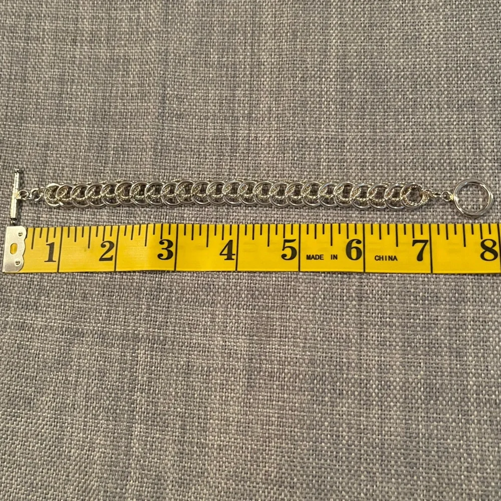 Chainmaille Rope & Smooth Texture Rings Bracelet Double Link Charm Bracelet - Picture 12 of 16